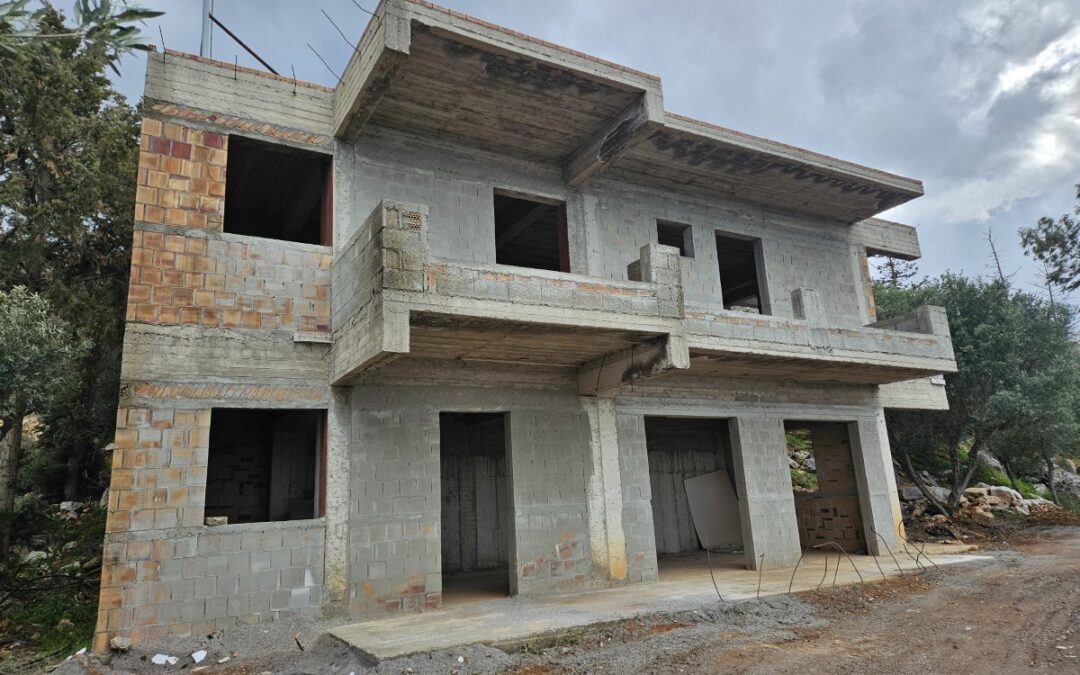 Unfinished house in the outskirts of Malia with panoramic sea and village views